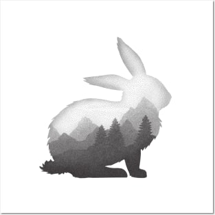 Dramabite Rabbit Bunny Hare Double Exposure Surreal Wildlife Animal Posters and Art